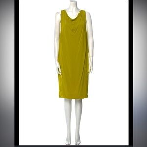 MaxMara chartreuse cowl neck sleeveless midi dress
